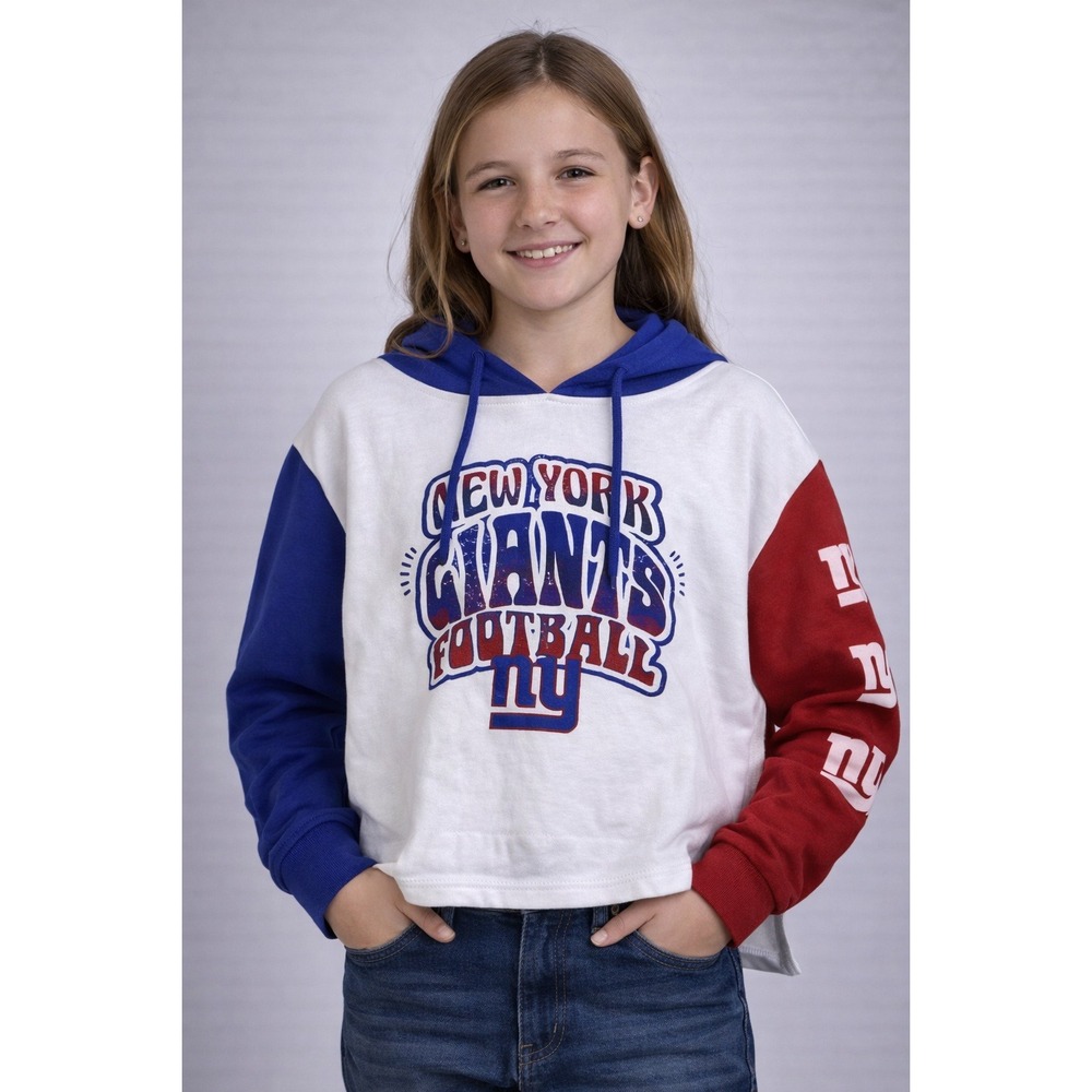New York Giants Girls Hoodie‎ Large 11/13 NFL Team Apparel Cropped Sweatshirt